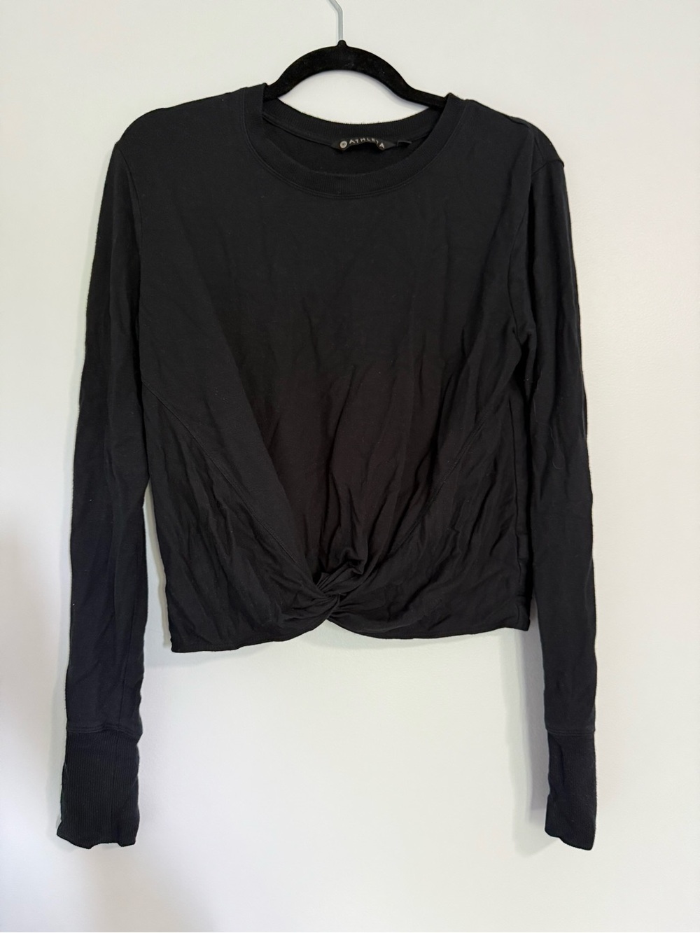 Athleta Black Twist-Front Long Sleeve Tee